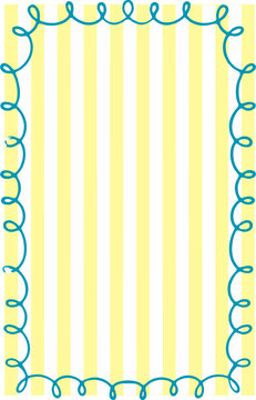 Yellow and White Striped Frame with Teal Loopy Border