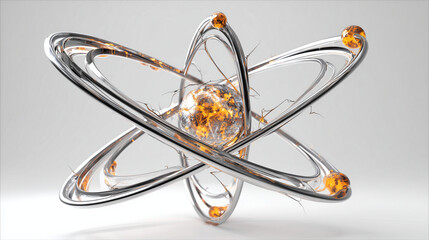 Luxury antimatter-inspired abstract physics symbol with crystal glow and metallic edges on white.