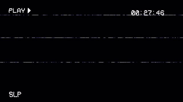 VHS Playback Glitch Effect Overlay: Distorted Signal Static with Retro VCR Frame and Datamoshing Lines 4k video animation seamless loop