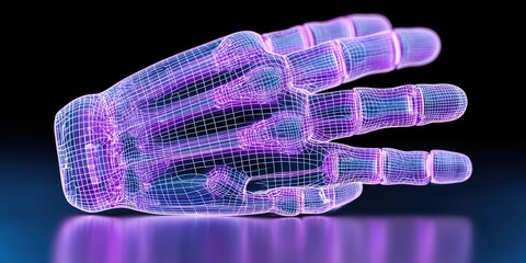 Digital hand with wireframe effect.