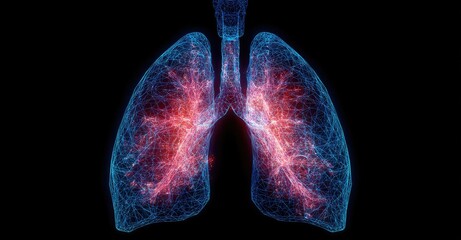 Digital Illustration of Human Lungs Anatomy.