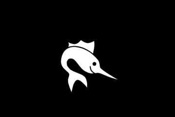 Line art marlin or sailfish logo