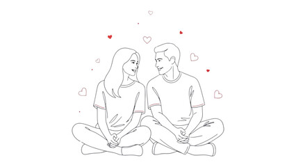 Eternal Gaze: A loving couple, entwined in an intimate moment, gazes into each other's eyes, surrounded by gentle symbols of affection.