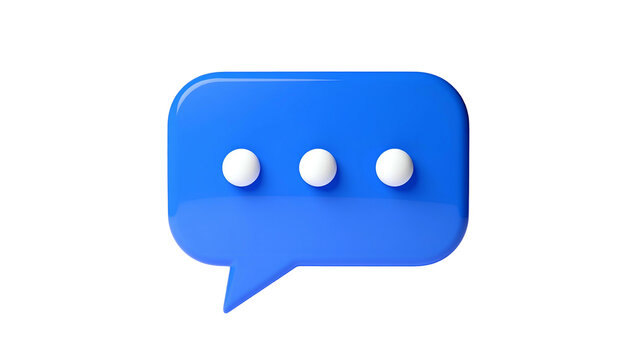 3D-rendered blue speech bubble icon with three dots, isolated on a black background - Powered by Adobe