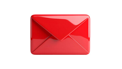 Gleaming, glossy, red 3D rendering of a closed envelope against a black background