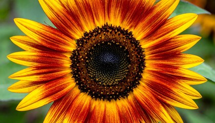 Close-up of a sunflower with vibrant yellow and red petals