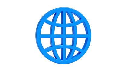 A 3D rendered, bright blue, stylized globe icon on a black background