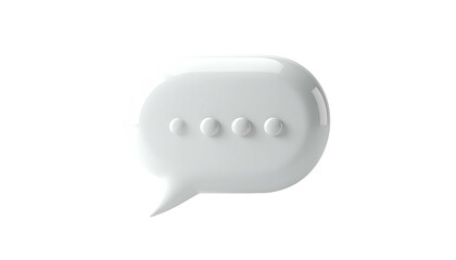 3D glossy white speech bubble with ellipsis dots on a black background