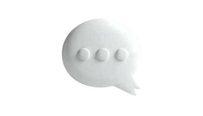 3D rendered, white speech bubble with ellipsis on a black background