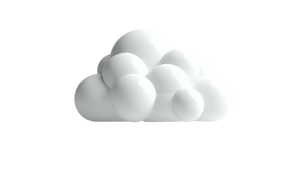 3D rendered illustration of a white cloud made up of spheres, against a black backdrop