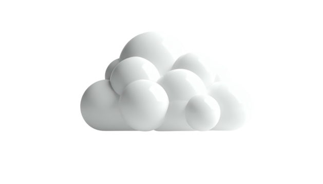 3D rendered illustration of a white cloud made up of spheres, against a black backdrop - Powered by Adobe