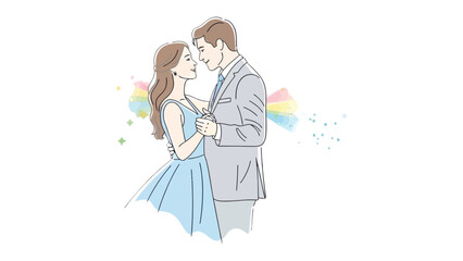 Love's Embrace: An intimate portrayal of a couple sharing a tender moment, intertwined with delicate hues, embodying the essence of connection and romance.