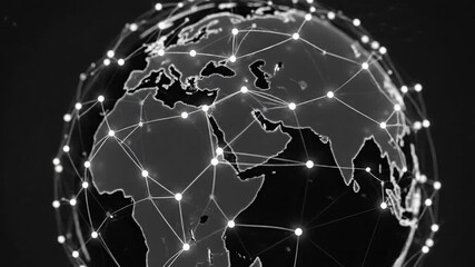 Global Digital Network Globe Connecting The World In Light.