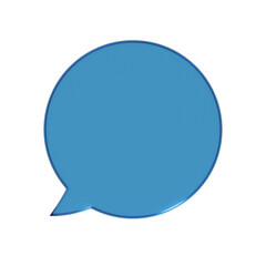 丸い吹き出しのフラットなアイコンの3Dイラスト。透明感のある青いグラスモーフィズムなマーク2。Clean-looking icons suitable for business and UI