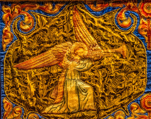 Golden Angel With Trumpet Tapestry St Patrick's Cathedral Dublin Ireland