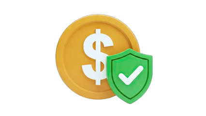 Dollar Coin Protected by Shield - Financial Security Concept