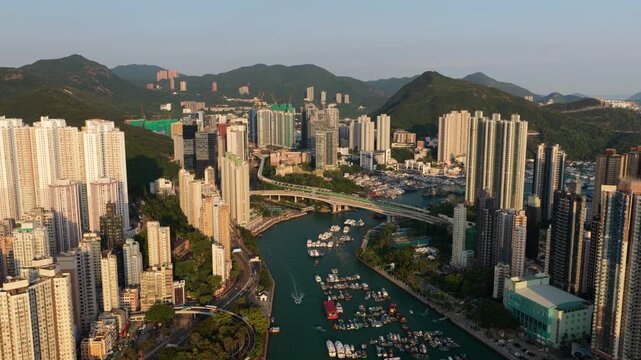 Aberdeen Harbour and Ap Lei Chau Aerial Hong Kong