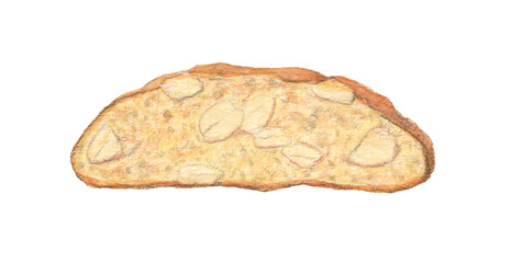 アーモンドビスコッティ　水彩色鉛筆イラスト