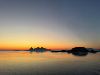 Sunrise in the sea in Norway