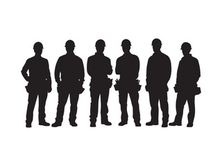 Set Of Workers Silhouettes, Group of worker people silhouette vector illustration