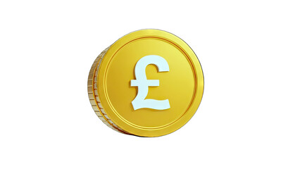 Obraz premium Golden Pound Coins Stacked on White Background