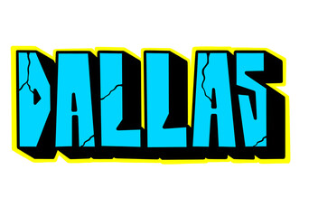 textured graffiti blockbuster style letter DALLAS city name isolated design
