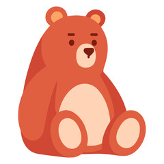 Cute brown bear toy doll for kids flat color vector illustration template design