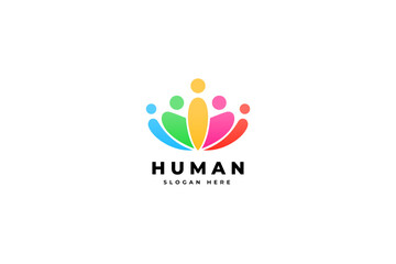 Fototapeta premium Abstract human logo symbol for community and teamwork concept
