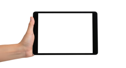 Hand holding blank tablet