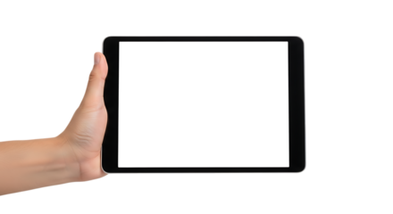 Hand holding blank tablet
