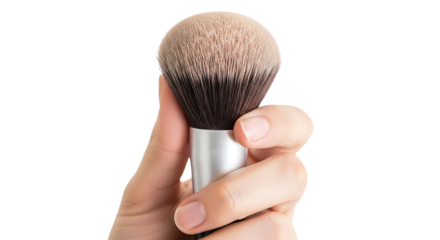 Holding a makeup brush