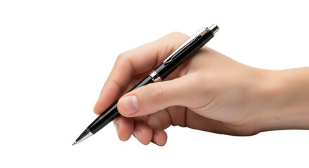 Hand holding a black pen