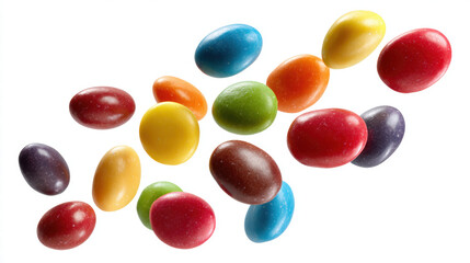 Colorful raibow candy falling on transparent background, png. falling jellybeans falling, jelly, bean, candy, colours, overlay, isolated