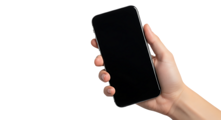 Hand holding black smartphone