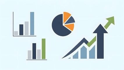 A collection of business data analysis charts illustrating market trends and growth