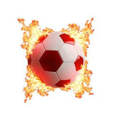 Flaming soccer ball on fire with black background