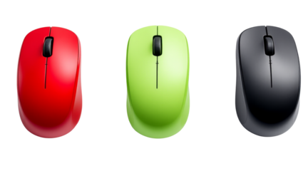Mouse three colors red green black isolated on White Background