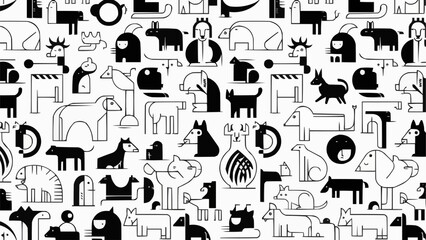 set of silhouettes of people and symbols