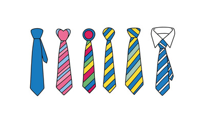 Colorful collection of various neckties in different styles and patterns