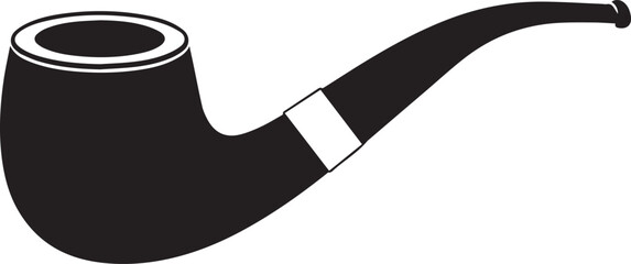 Classic black silhouette of a smoking pipe on a white background