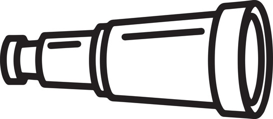 Simple line drawing of a vintage spyglass telescope on a white background