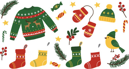 Fototapeta premium Cozy christmas sweater and accessories