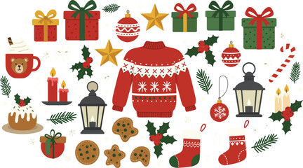 Cozy christmas scene with sweater and decorations