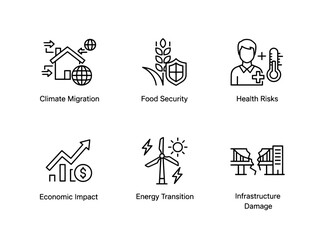 Fototapeta premium Climate Migration Food Security Health Risks Economic Impact Energy Transition