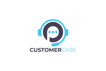 Obraz premium Modern Letter P Customer Care Service Logo Design