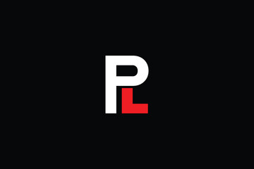 Minimal Professional Letter P L Monogram Logo on Black Background