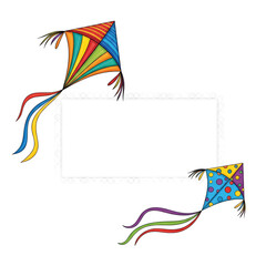 Colorful kites flying high in clear sky