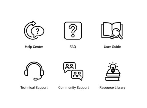Help Center FAQ User Guide Technical Support Community Support Resource Library Minimal Icon Set