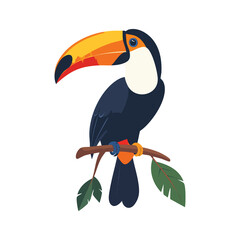 Fototapeta premium Toucan Bird Illustration with Big Beak, Tropical Vector