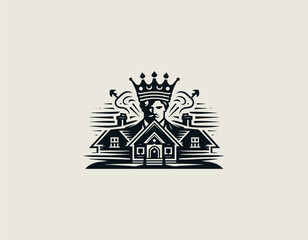 Obraz premium King real estate brand represents trusted property leadership in a modern black vector logo illustration